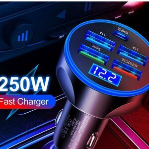 CAR Fast USB charger & type C with + Battery Voltmeter